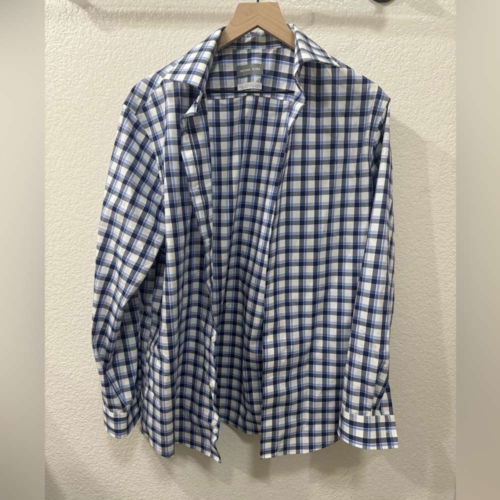 Michael Kors Dress Shirt - Blue/White Check - 16 32/33 - regular fit